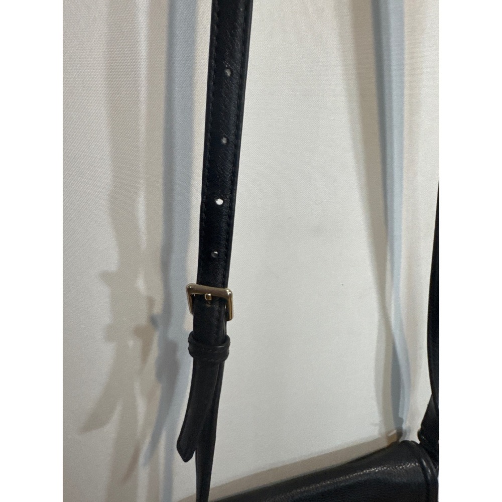 Kate Spade NY Black Leather Saddle Crossbody Bag Adjustable Strap Boho Chic - Picture 13 of 15